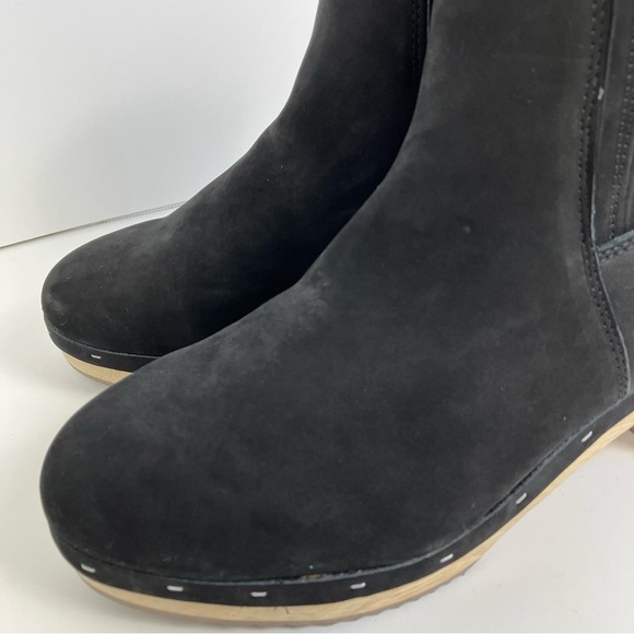 Loft Black Suede Platform Clog Boots Pull-on Fall Booties Sz 9 Like New - Picture 4 of 16